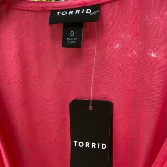 TORRID Pink Midi Swiss Surplice Faux Wrap Elastic Waist Short Sleeve Dress NWT - Picture 5 of 8